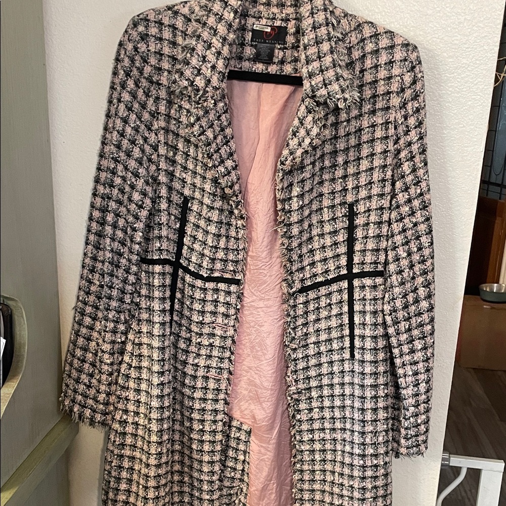 True Meaning Women's Tweed Jacket- Black, White, and Pink